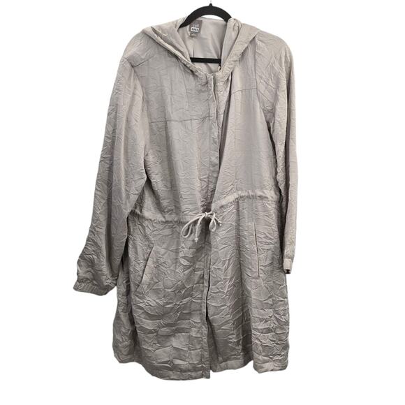 J Jill Jacket Womens Large Crinkle Hood Cinch Waist Hooded Light Weight Anorak - Picture 3 of 6